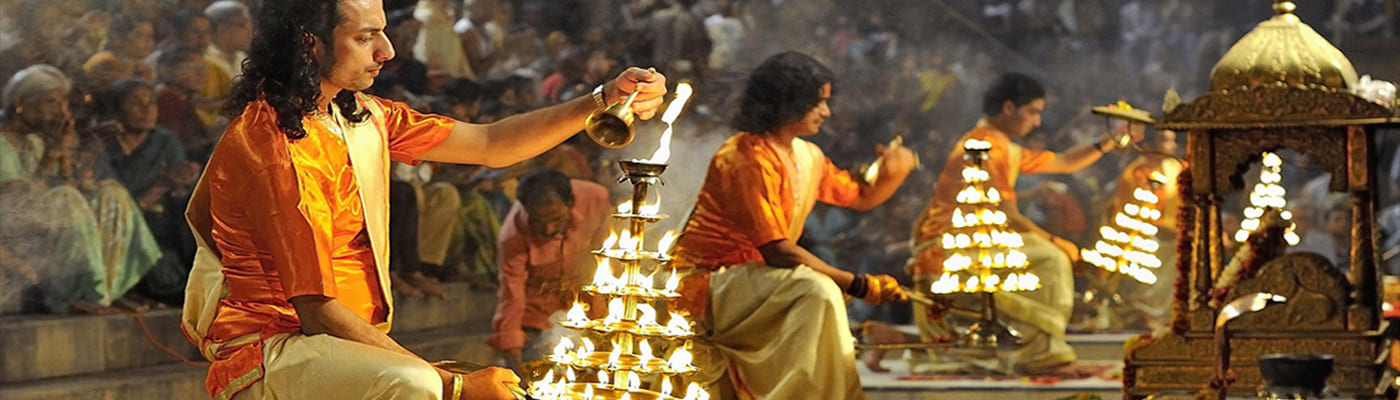 Spiritual Ganga Aarti At Varanasi Ghat